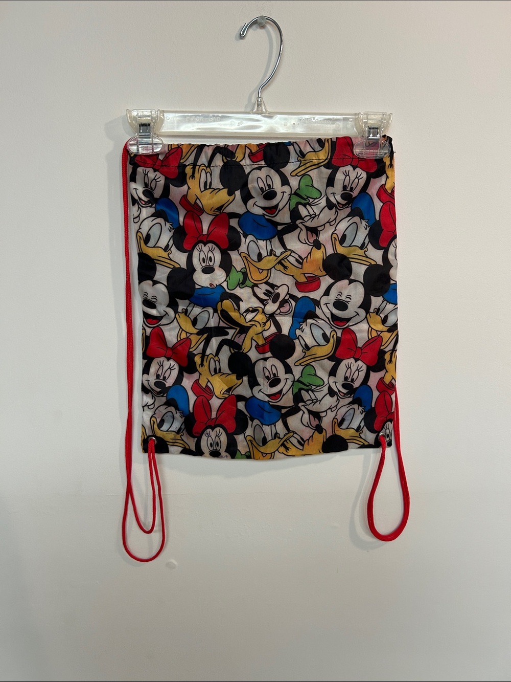 Disney Kids Drawstring Backpack with Mickey & Friends - Red, Black, Blue, Yellow